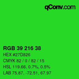 Color code: RGB 39 216 38 | qconv.com