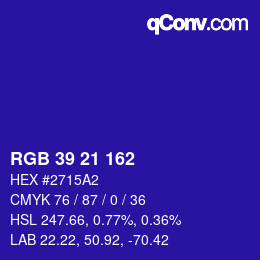 Color code: RGB 39 21 162 | qconv.com