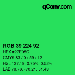 カラーコード: RGB 39 224 92 | qconv.com