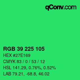 Color code: RGB 39 225 105 | qconv.com