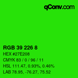 カラーコード: RGB 39 226 8 | qconv.com