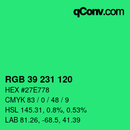 Color code: RGB 39 231 120 | qconv.com