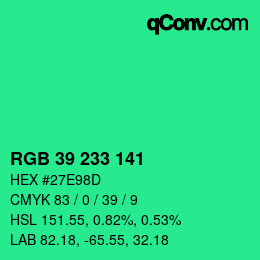 Color code: RGB 39 233 141 | qconv.com