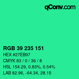 Color code: RGB 39 235 151 | qconv.com