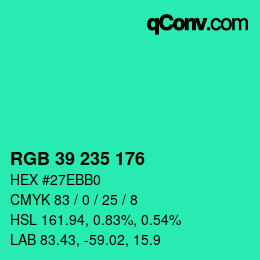 Color code: RGB 39 235 176 | qconv.com
