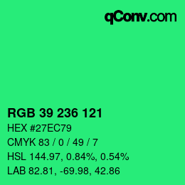 Color code: RGB 39 236 121 | qconv.com