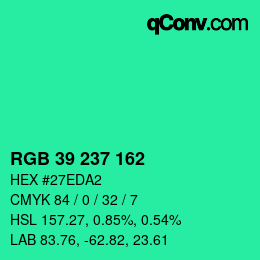 Color code: RGB 39 237 162 | qconv.com