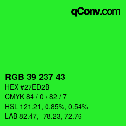 Código de color: RGB 39 237 43 | qconv.com