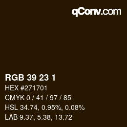 Color code: RGB 39 23 1 | qconv.com