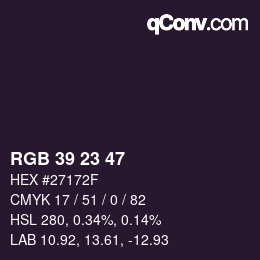 Color code: RGB 39 23 47 | qconv.com