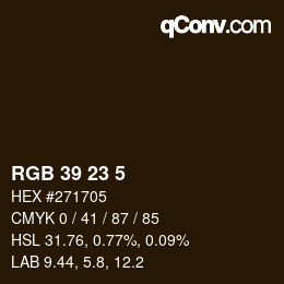 カラーコード: RGB 39 23 5 | qconv.com