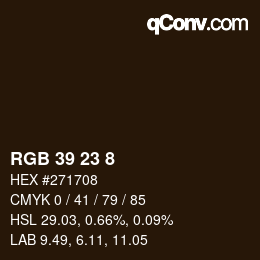 カラーコード: RGB 39 23 8 | qconv.com