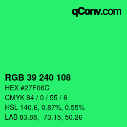 Color code: RGB 39 240 108 | qconv.com