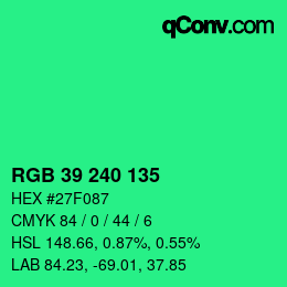 Color code: RGB 39 240 135 | qconv.com