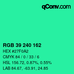 Color code: RGB 39 240 162 | qconv.com
