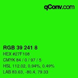 カラーコード: RGB 39 241 8 | qconv.com
