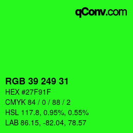 Color code: RGB 39 249 31 | qconv.com