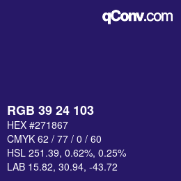 カラーコード: RGB 39 24 103 | qconv.com