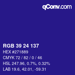 Color code: RGB 39 24 137 | qconv.com