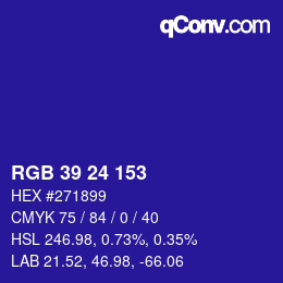 Color code: RGB 39 24 153 | qconv.com