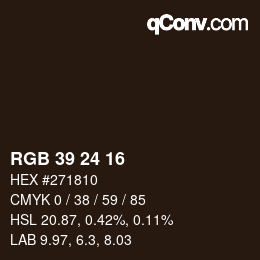 颜色代码: RGB 39 24 16 | qconv.com