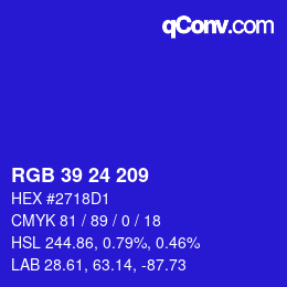 Color code: RGB 39 24 209 | qconv.com