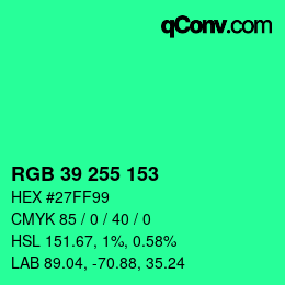 Color code: RGB 39 255 153 | qconv.com