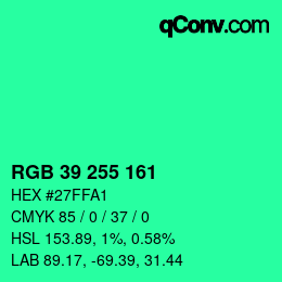 Color code: RGB 39 255 161 | qconv.com