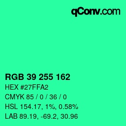 Color code: RGB 39 255 162 | qconv.com