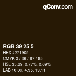 カラーコード: RGB 39 25 5 | qconv.com