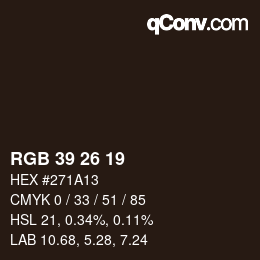 Color code: RGB 39 26 19 | qconv.com