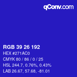 Color code: RGB 39 26 192 | qconv.com
