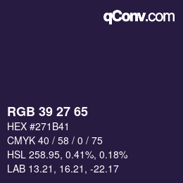 カラーコード: RGB 39 27 65 | qconv.com