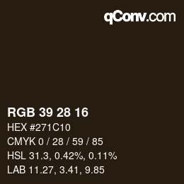 Código de color: RGB 39 28 16 | qconv.com