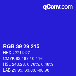 Color code: RGB 39 29 215 | qconv.com