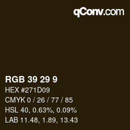 Color code: RGB 39 29 9 | qconv.com