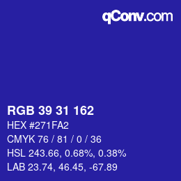 Color code: RGB 39 31 162 | qconv.com