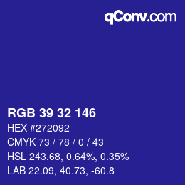 Color code: RGB 39 32 146 | qconv.com