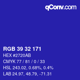 Color code: RGB 39 32 171 | qconv.com
