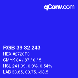 Color code: RGB 39 32 243 | qconv.com