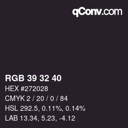 颜色代码: RGB 39 32 40 | qconv.com