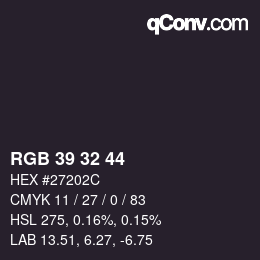Color code: RGB 39 32 44 | qconv.com