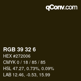 カラーコード: RGB 39 32 6 | qconv.com