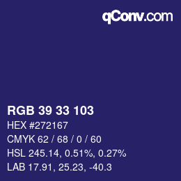 Color code: RGB 39 33 103 | qconv.com