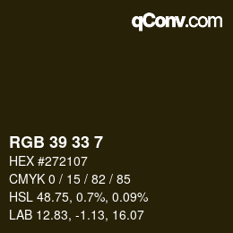 Color code: RGB 39 33 7 | qconv.com