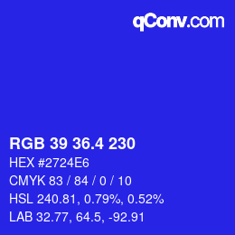 カラーコード: RGB 39 36.4 230 | qconv.com