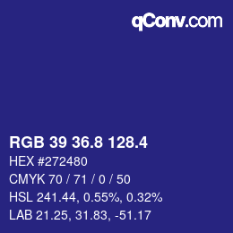 カラーコード: RGB 39 36.8 128.4 | qconv.com