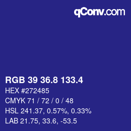 カラーコード: RGB 39 36.8 133.4 | qconv.com