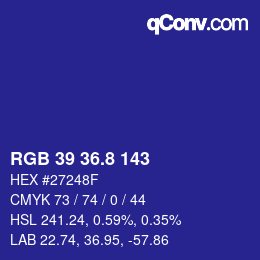 Color code: RGB 39 36.8 143 | qconv.com