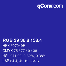 カラーコード: RGB 39 36.8 158.4 | qconv.com